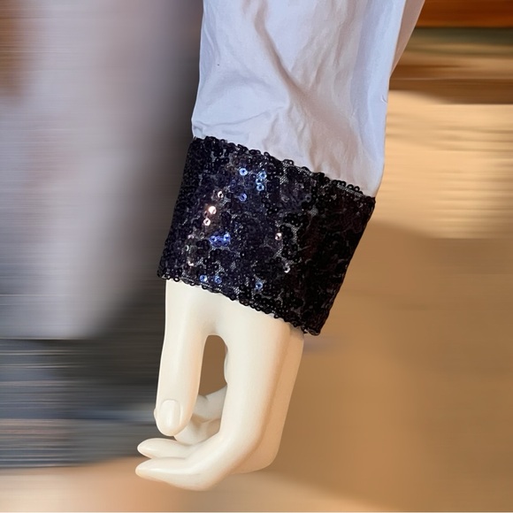 FANTASTIC FAWN button front cotton sequin accent blouse S M L - Picture 8 of 11